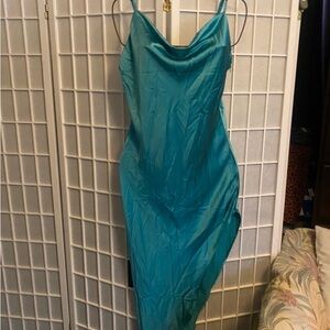 Chic Asymmetrical Teal Dress